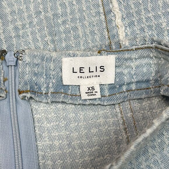 Lelis Tweed Sky Blue Mini Pencil Skirt Sz XS - Picture 4 of 5